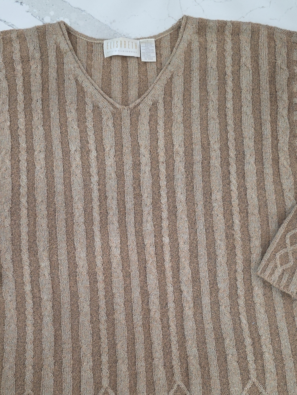 Vintage Elisabeth Liz Claiborne 3X Wool Blend Cable Knit Sweater